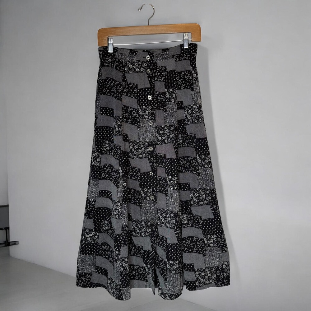 Gap Warehouse Vintage Patchwork Print Button Front A-Line Maxi Skirt size 8